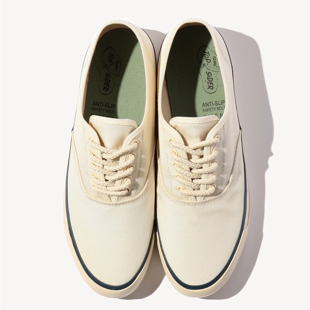 Top-Sider Cream Canvas Lace-Up Sneakers for Men